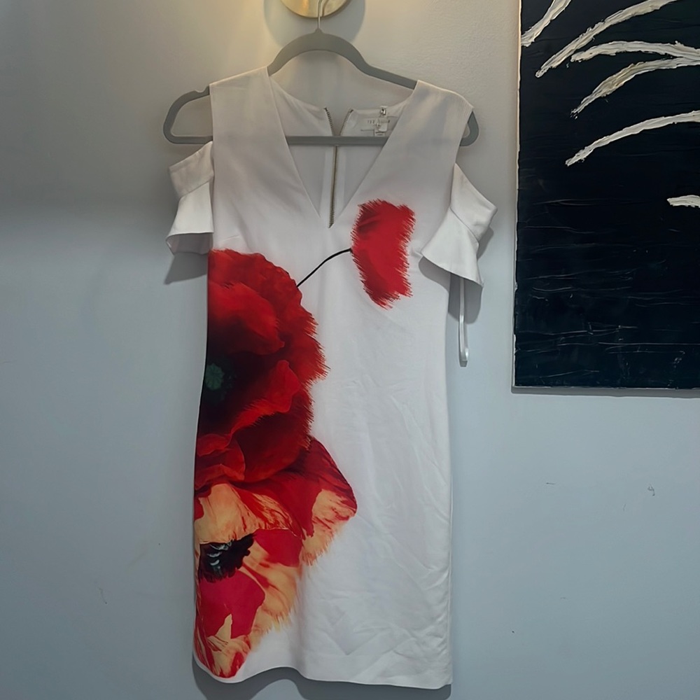 Ted Baker midi dress with shoulder cut outs